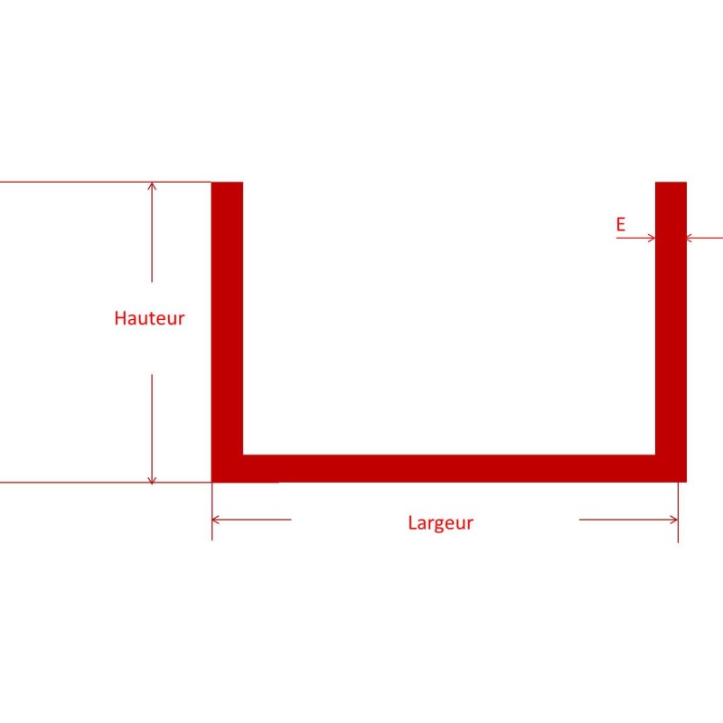 Profilé u aluminium 50x100 - Long. 1 à 4 mètres - Comment Fer