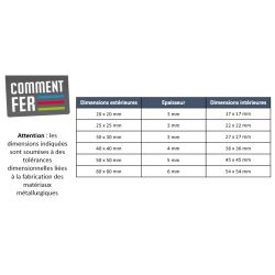 Corniere inox 20x20 - Long. 1 à 4 mètres - Comment Fer